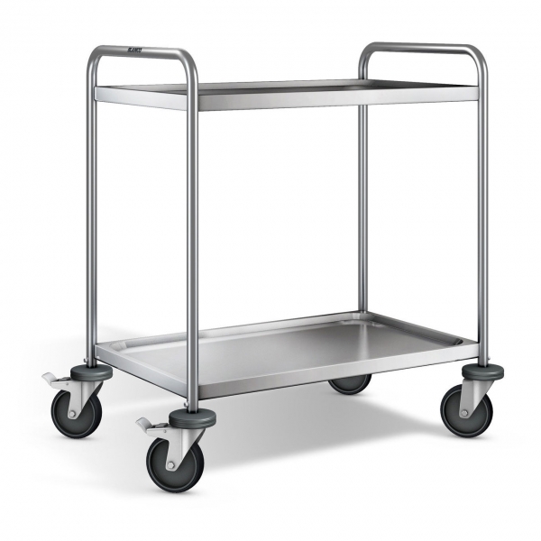 Edelstahl Servierwagen, 2 Etagen, Ladefl. 800x500mm, Tragkr. 120kg, SW 8x5-2