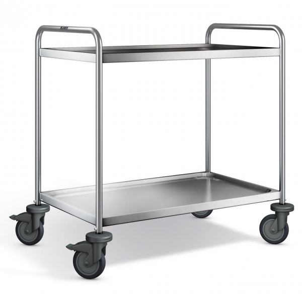 Edelstahl Servierwagen, 2 Borde, SW 9x6-2-2