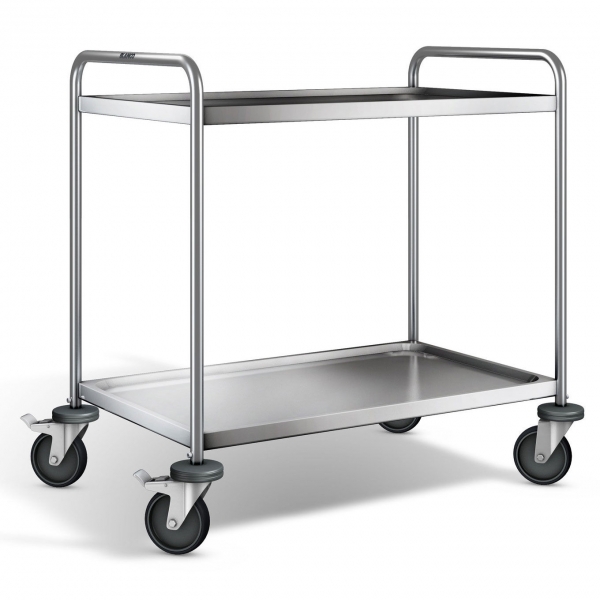 Edelstahl Servierwagen, 2 Etagen, Ladefl. 900x550mm, Tragkr. 120kg, SW 9x6-2