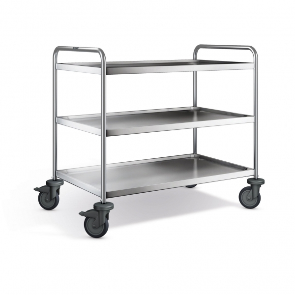 Edelstahl Servierwagen, 3 Borde, SW 10x6-3B-2