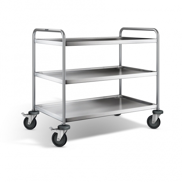 Edelstahl Servierwagen, 3 Borde, Ladefl. 1000x600mm, Tragkr. 120kg, SW 10x6-3B