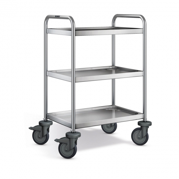 Edelstahl Servierwagen, 3 Borde, SW 6x4-3-2