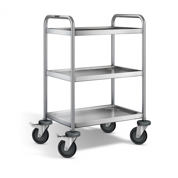 Edelstahl Servierwagen, 3 Borde, Ladefl. 600x400mm, Tragkr. 120kg, SW 6x4-3