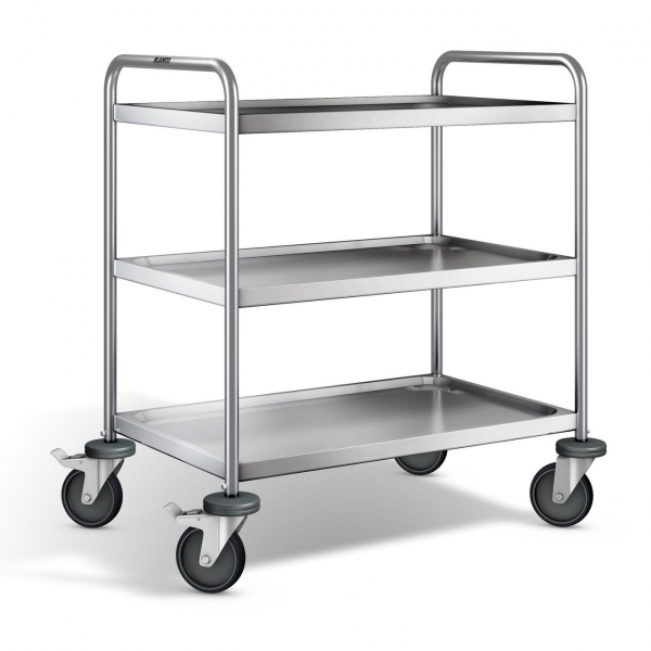 Edelstahl Servierwagen, 3 Etagen, Ladefl. 800x500mm, Tragkr. 120kg, SW 8x5-3