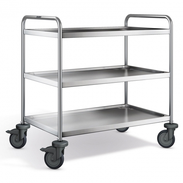 Edelstahl Servierwagen, 3 Borde, SW 9x6-3-2