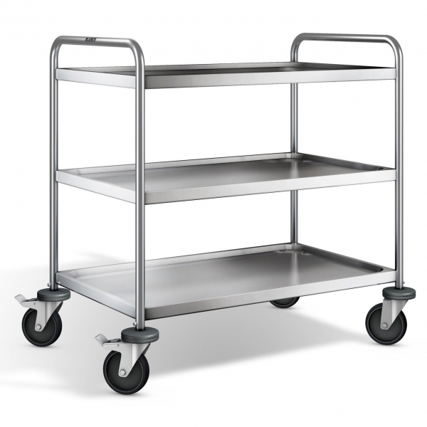 Edelstahl Servierwagen, 3 Borde, Ladefl. 900x550mm, Tragkr. 120kg, SW 9x6-3