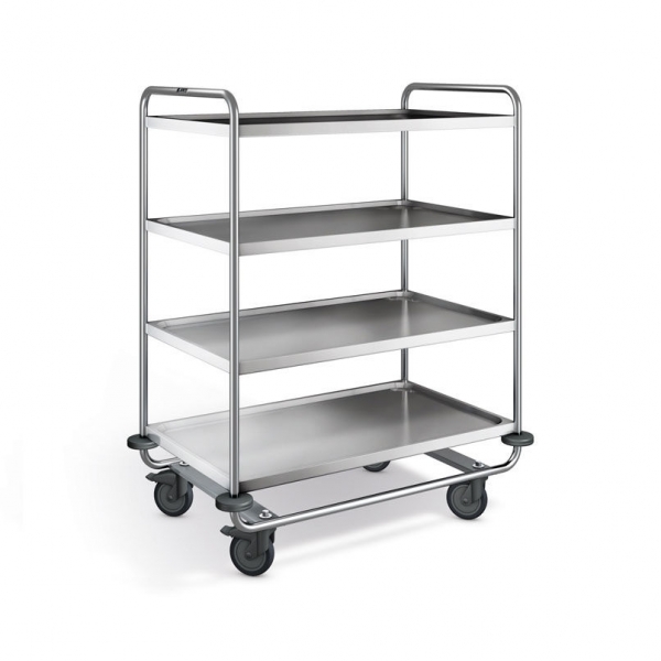 Servierwagen 4 Borde Edelstahl, Ladefl. 1000x600 mm, SW 10x6-4
