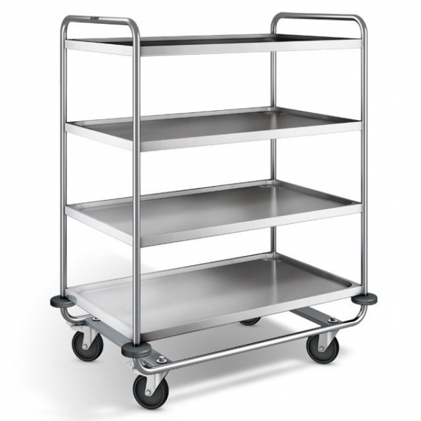 Edelstahl Servierwagen, 4 Borde, SW 10x6-4, LxBxH 1100x700x1350 mm