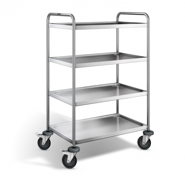 Edelstahl Servierwagen, 4 Borde, Ladefl. 800x500mm, Tragkr. 120kg, SW 8x5-4