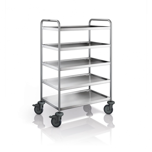 Edelstahl Servierwagen, 5 Borde, SW 8x5-5-2