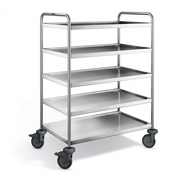 Edelstahl Servierwagen, 5 Borde, SW 9x6-5-2
