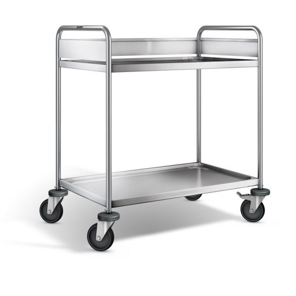 Edelstahl Tischwagen, 2 Etagen, Ladefläche 900x550 mm, Tragkraft 120 kg, ARW 9x6-2