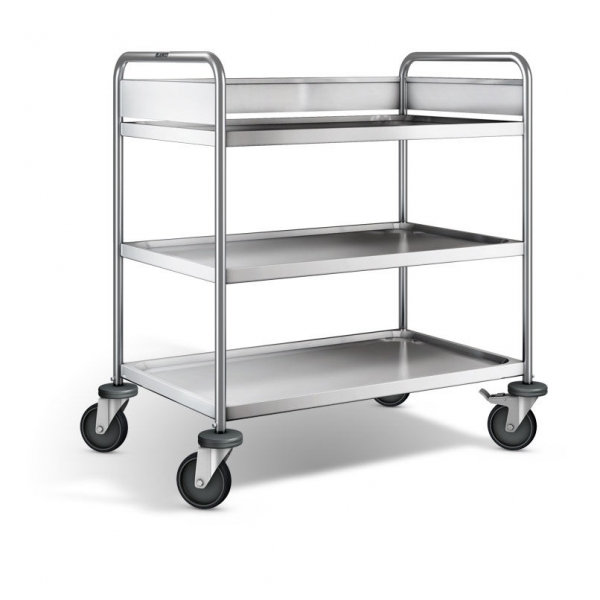 Edelstahl Tischwagen, 3 Etagen, 120 kg Tragkraft, Ladefl. 900x550 mm, ARW 9x6-3