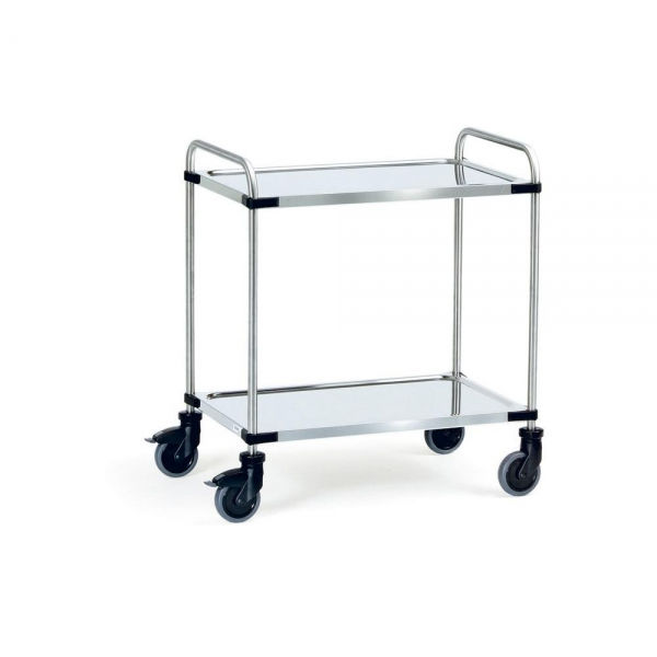 Edelstahlwagen 120 kg, mit Rohrschiebebügel und 2 Böden