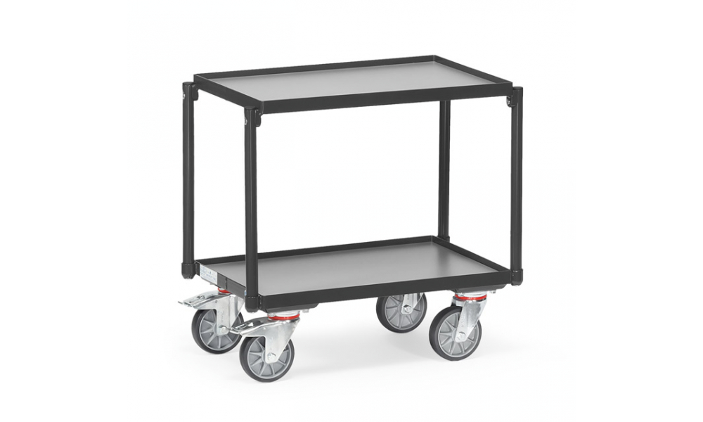 Etagen-Roller in Anthrazitgrau (RAL 7016) 250 kg, Ladefläche 610 x 410 mm, 2 Böden mit Rand