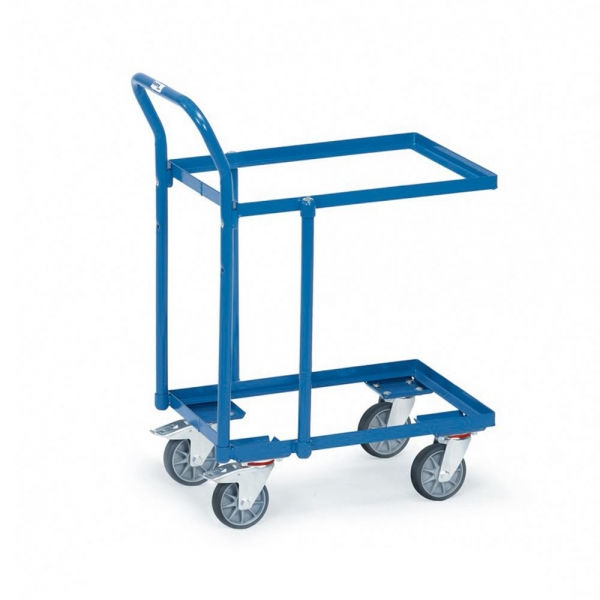 Etagen-Roller mit 2 Ebenen, offener Rahmen, Rohrschiebebügel, 250 kg