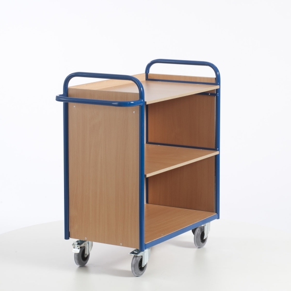 Etagenwagen mit 3 Ladeflächen, mit Rück- und Seitenwand, 150 kg Tragkraft, 1000x490 mm LxB