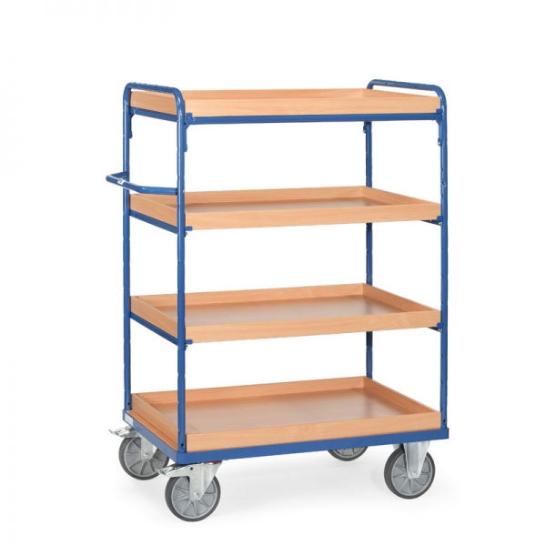 Etagenwagen mit Kästen bis 600 kg, mit 4 Kästen aus Holz