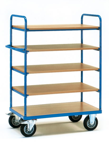 Etagenwagen mit Böden 500 bis 600 kg, mit 5 Böden aus Holz