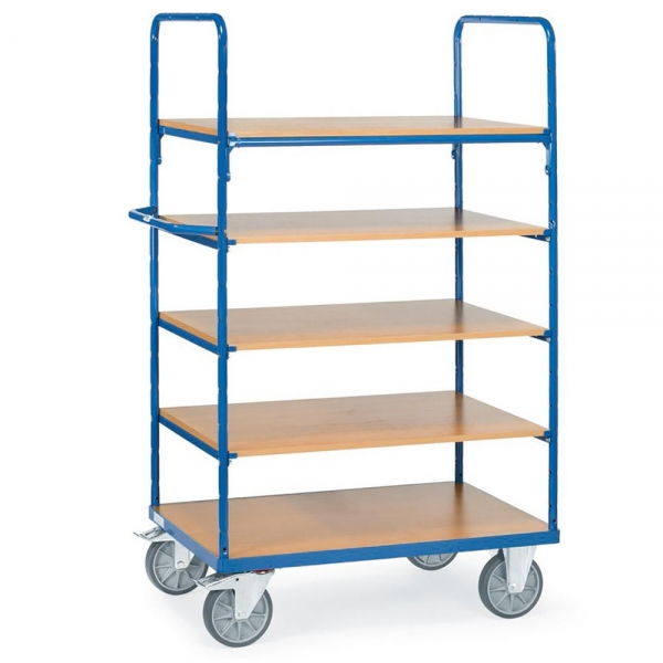 Etagenwagen mit Böden 600 kg, mit 5 Böden aus Holz