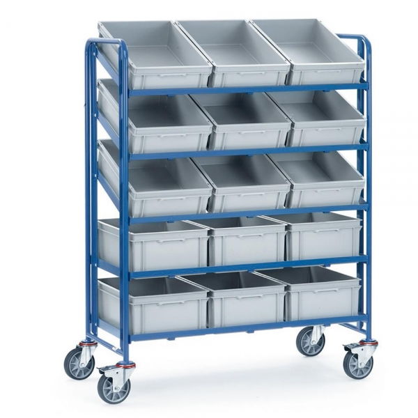 Eurokastenwagen 250 kg, mit 5 offenen Etagenrahmen und Eurokästen