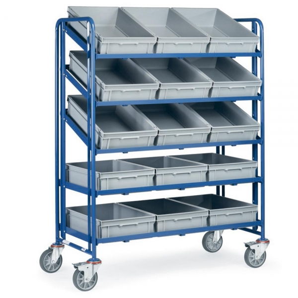 Eurokastenwagen 250 kg, mit 5 offenen Etagenrahmen und 15 Eurokästen