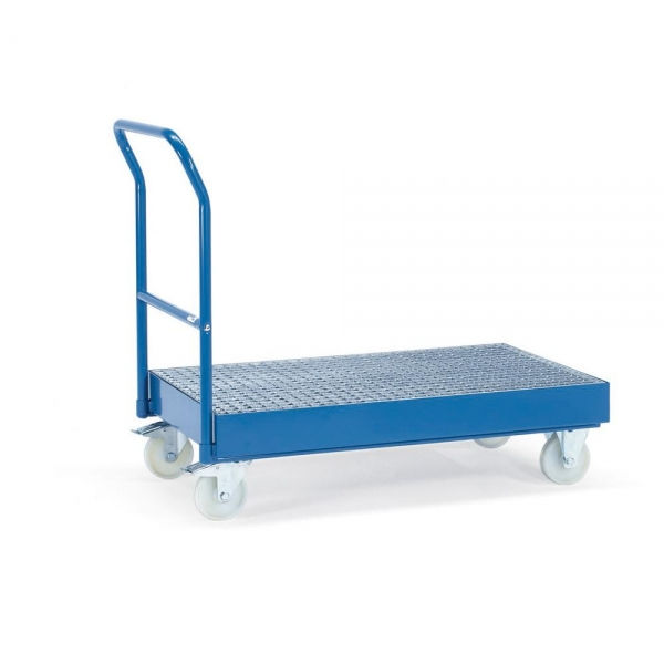 Fasstransportwagen mit Wanne 100 mm hoch, öldicht