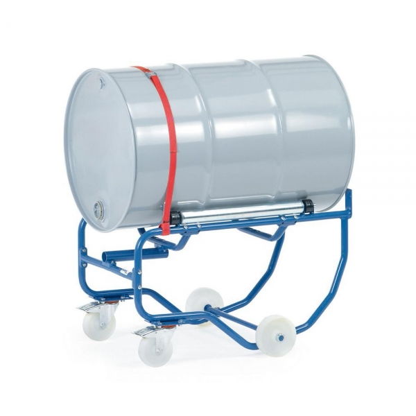 Fasskipper mit Hebelstange, für 1 Fass à 200 Liter, fahrbar, Stahlrollen