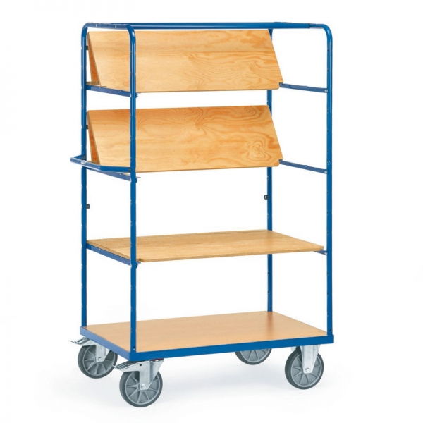 Etagenwagen mit Böden 600 kg, mit 3 faltbaren Etagenböden und 2 Drahtgitterwänden