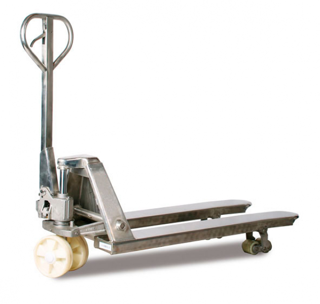 Edelstahl-Gabelhubwagen, Tragkraft 2000kg / 2t, Hub 115 mm, Gabellänge 1150 mm