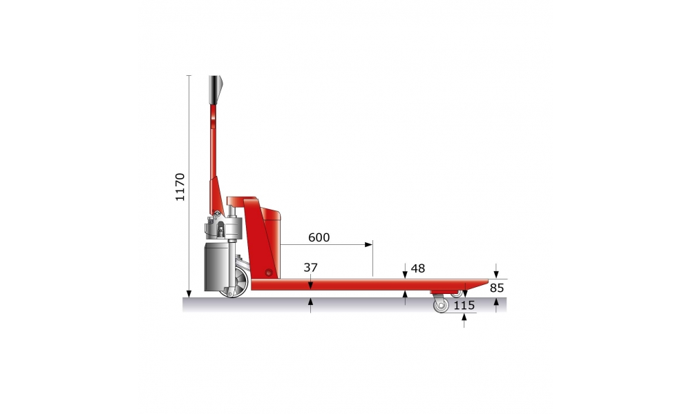 Gabelhubwagen Eco, Tragl. 2,5t/2500kg, Gabel-L 1150mm, Hub 115mm-2