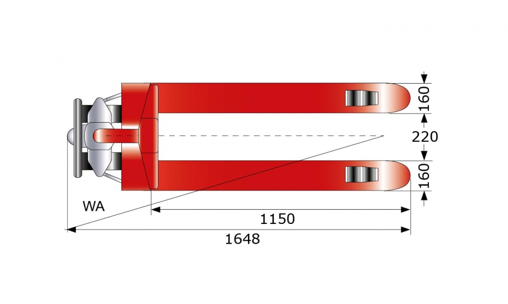 Gabelhubwagen Eco, Tragl. 2,5t/2500kg, Gabel-L 1150mm, Hub 115mm-3