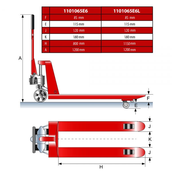 Gabelhubwagen für schmale Sonderpaletten 1101065E6