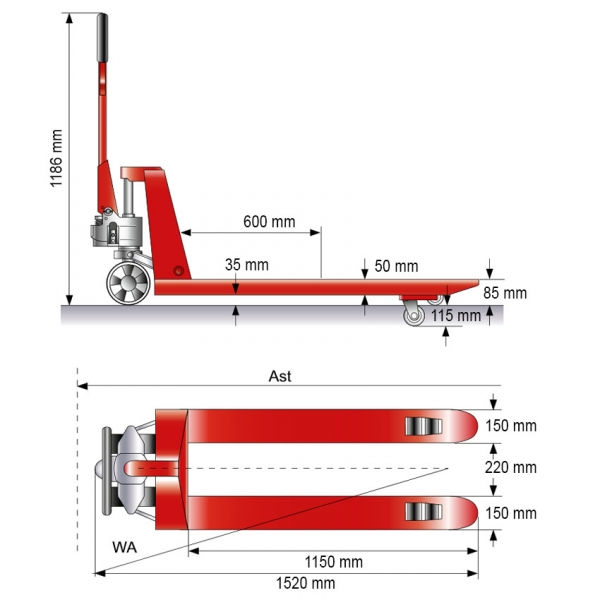 Gabelhubwagen GHW Eco - Zeichnung