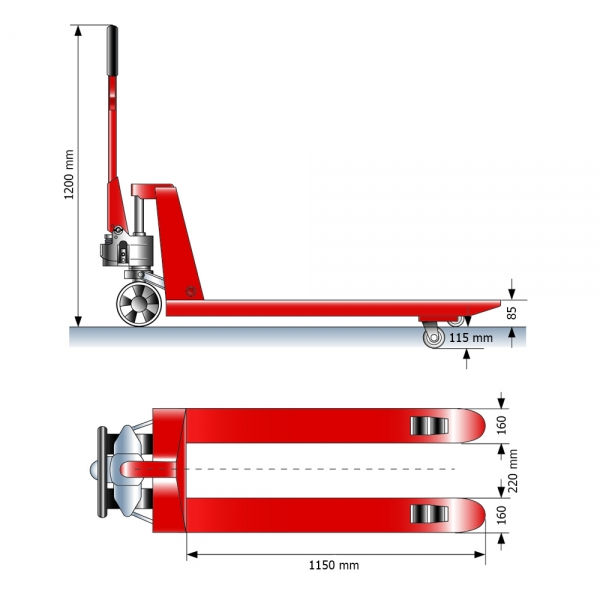 Gabelhubwagen mit Schnellhub - Zeichnung
