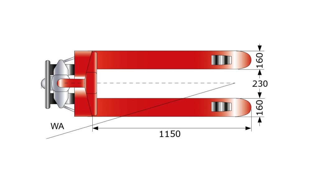Gabelhubwagen PTP35, Tragl. 3,5t/3500kg, Gabel-L 1150mm, Hub 1600mm-3