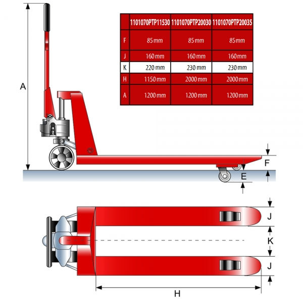 Gabelhubwagen für schwere Lasten 1101070PTP20035
