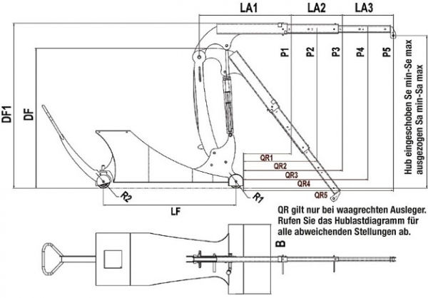 Gegengewichtskran bis 500kg Zeichnung 2