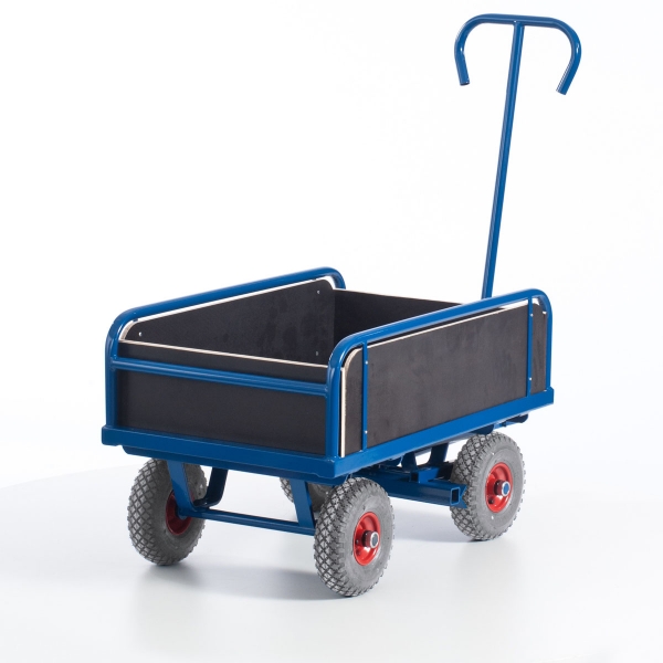 Handkarre, 2 Achser, mit Bordwänden, 400 kg Tragkraft, 1130x635 mm LxB