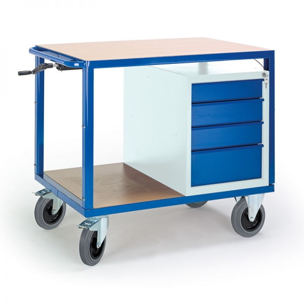Tischwagen höhenverstellbar, 1090x700 mm, Schubladenschrank, 400kg