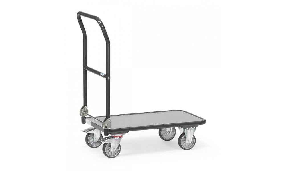 Klappwagen 250 kg in Anthrazitgrau (RAL 7016), Schiebebügel auf Plattform klappbar