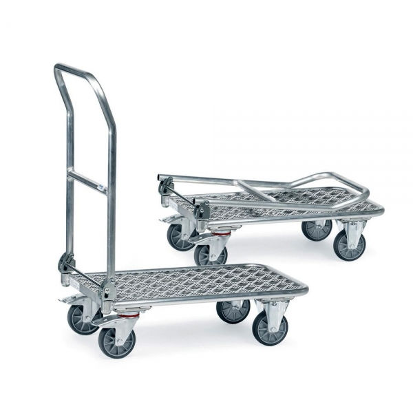 Alu-Klappwagen 200 kg, Schiebebügel auf Plattform klappbar