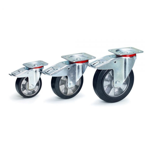 Lenkrolle mit Feststeller Elastic-Bereifung, Doppelstopp