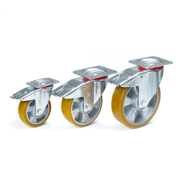 Lenkrolle mit Feststeller Polyurethan-Bereifung, Doppelstopp