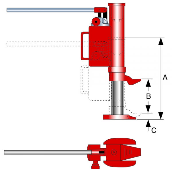 Maschinenheber, 5 - 25 t Tragkraft - Zeichnung