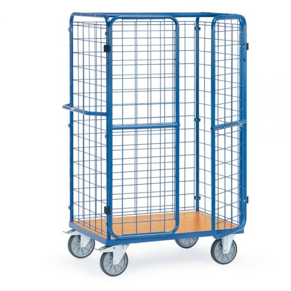 Paketwagen mit Doppelflügeltüren und Dach 600 kg, mit Drahtgitterwänden. Doppelflügeltüren und Dach