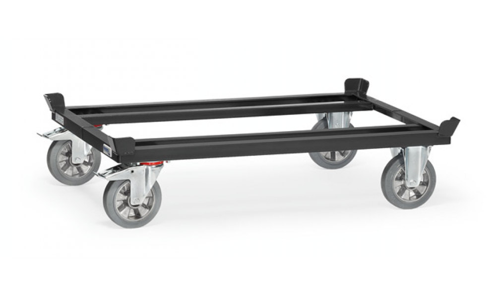 Palettenfahrgestelle in Anthrazitgrau (RAL 7016) 1200 kg Tragkraft, Elastic-Vollgummi-Bereifung