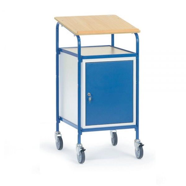 Rollpult 100 kg, mit Schreibfläche und Stahlschrank