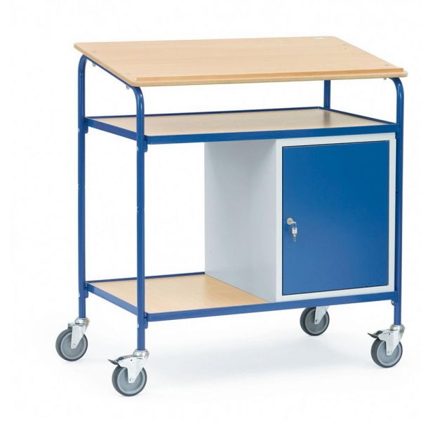 Rollpult 100 kg, mit Schreibfläche und Stahlschrank