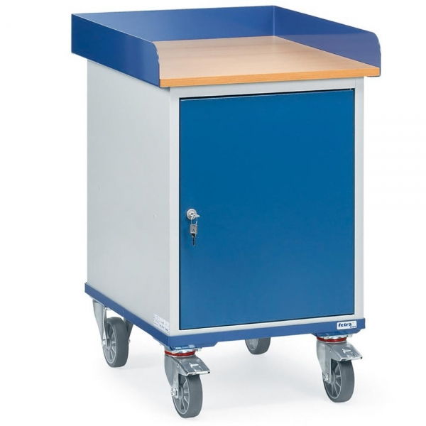 Rollschrank 150 kg Tragkraft, Ladefläche 650 x 550 mm, mit Umrandung und Stahlschrank